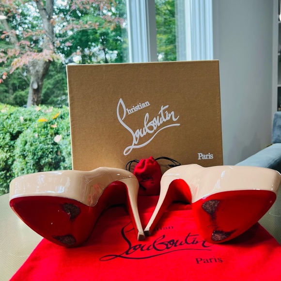 Christian Louboutin daffodile high heel platform pump nude patent leather size 7 - Picture 3 of 7